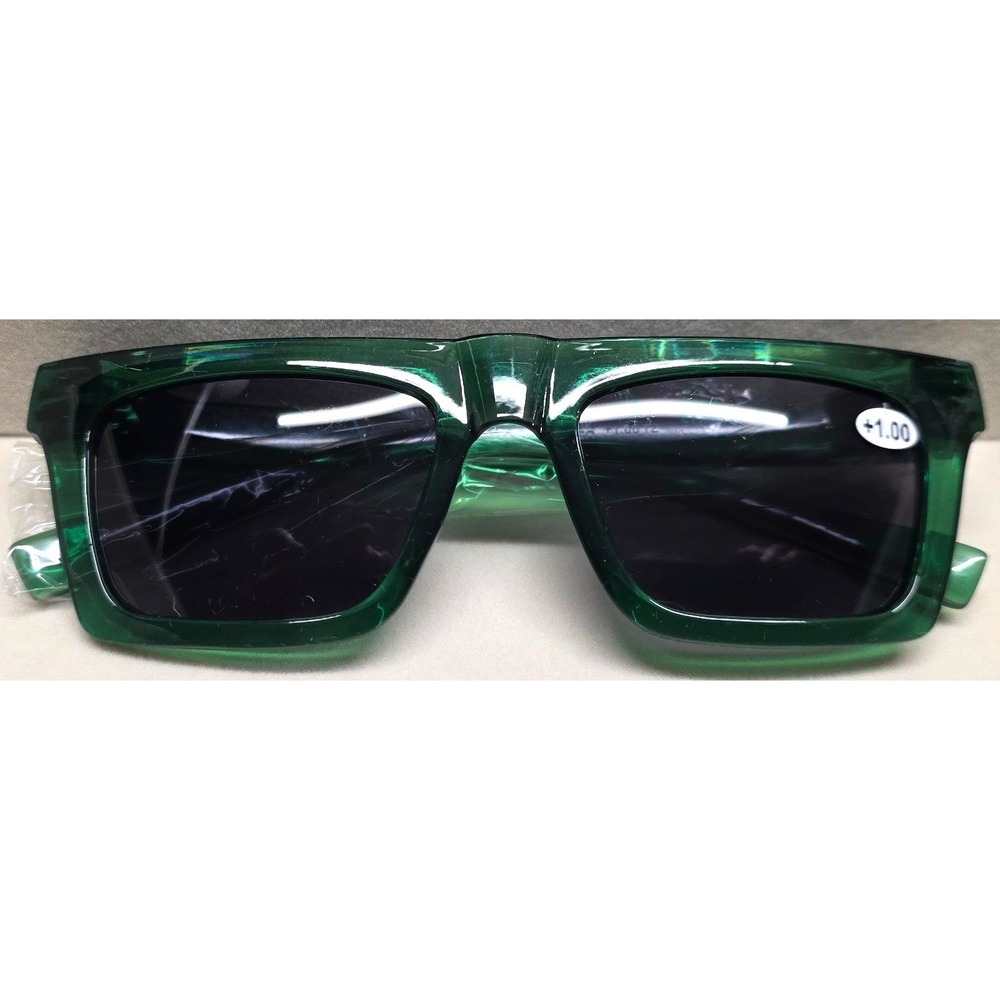 New Bifocal Reading Readers Lenses +1.00 Glasses UV400 Sunglasses Green Square